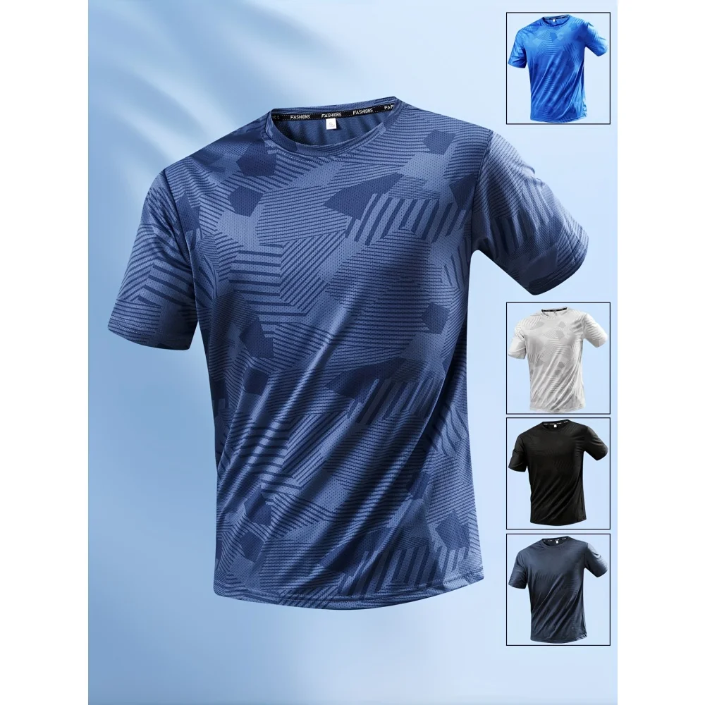 Running T-Shirt Multicolor Summer Breathable Wear-Resistant Fitness Sports T-Shirt Outdoor Lightweight Gym Training Sportswear