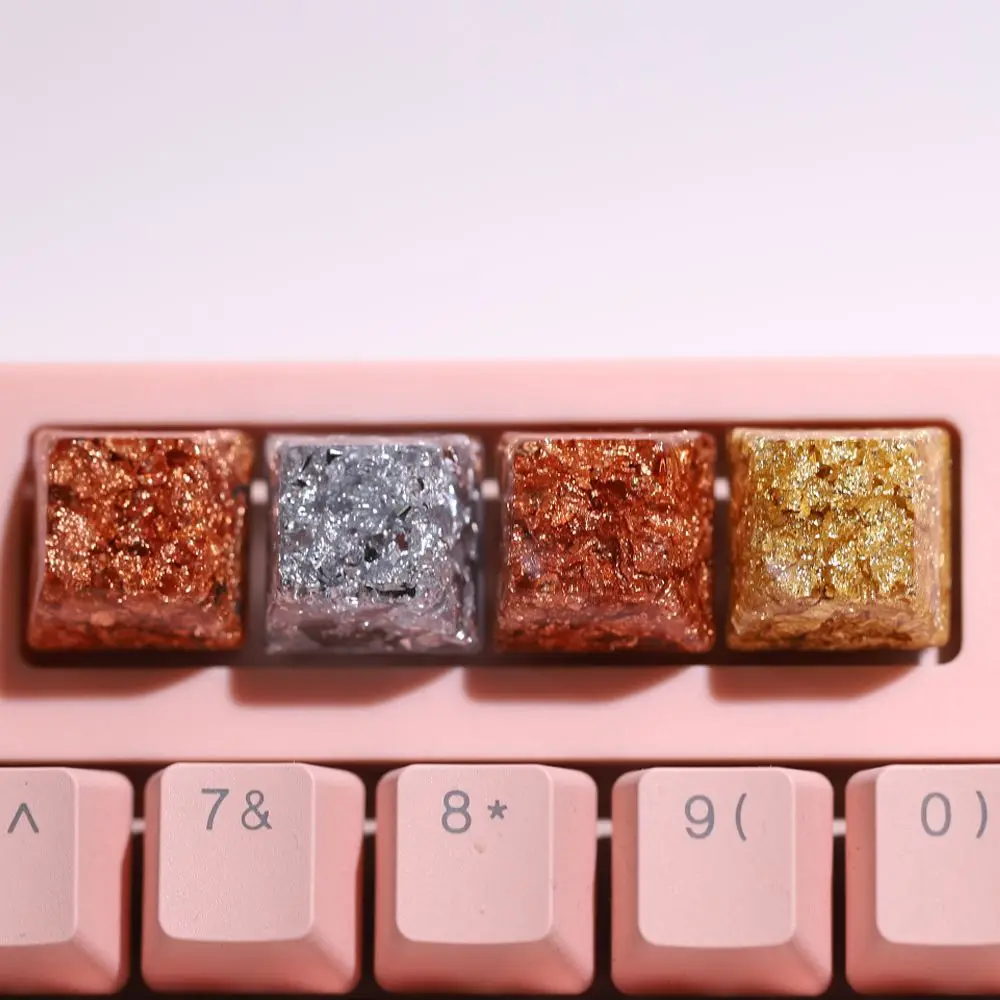 Gold foil keycap cross axis mechanical keyboard esc space bar light-transmitting resin keycap