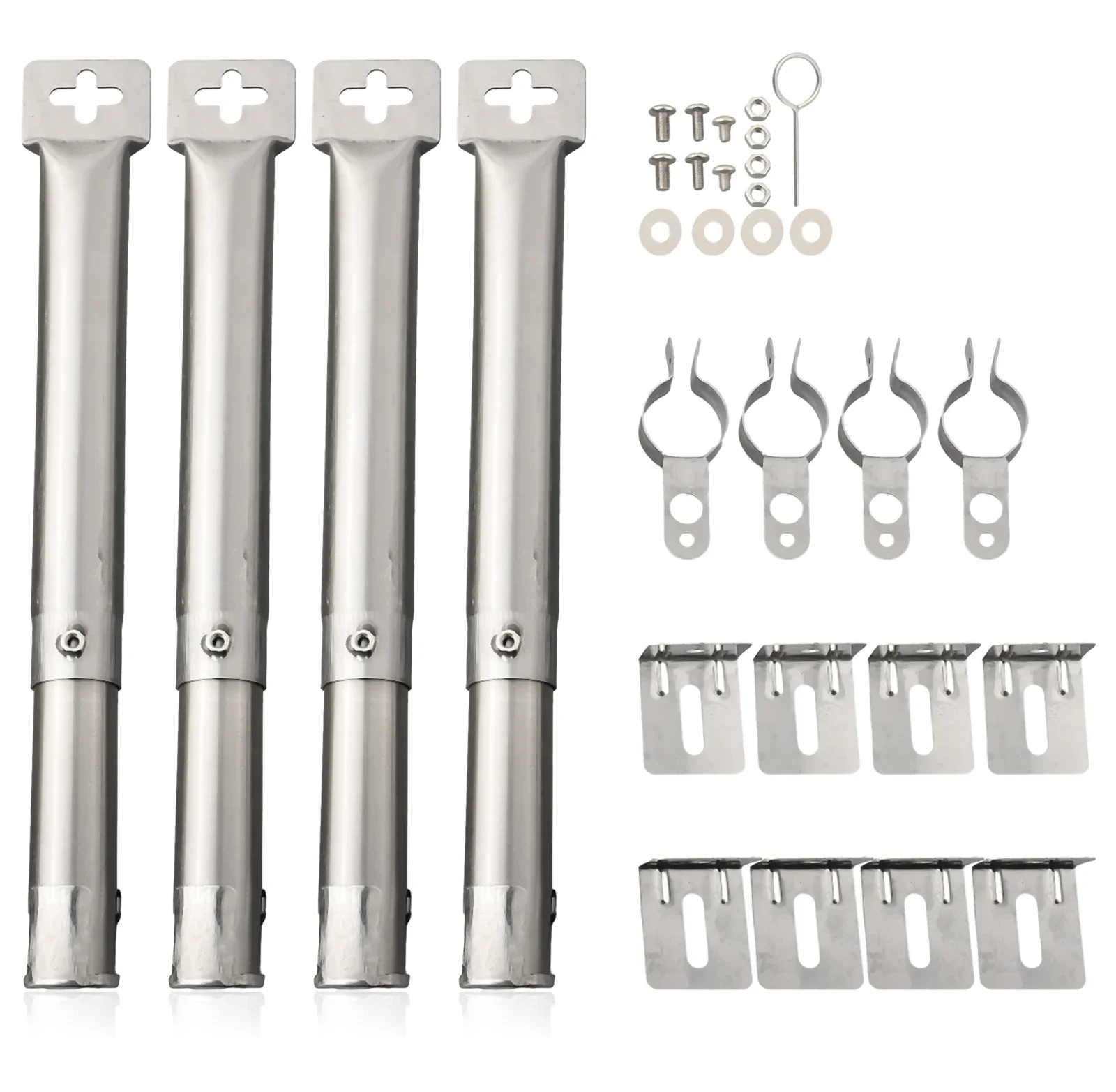 BBQ Burner 30-45cm 4Pcs/Set BBQ Fittings For Gas Grill 25.4mm Diameter Replacement Stainless Steel Barbecue Home Grill