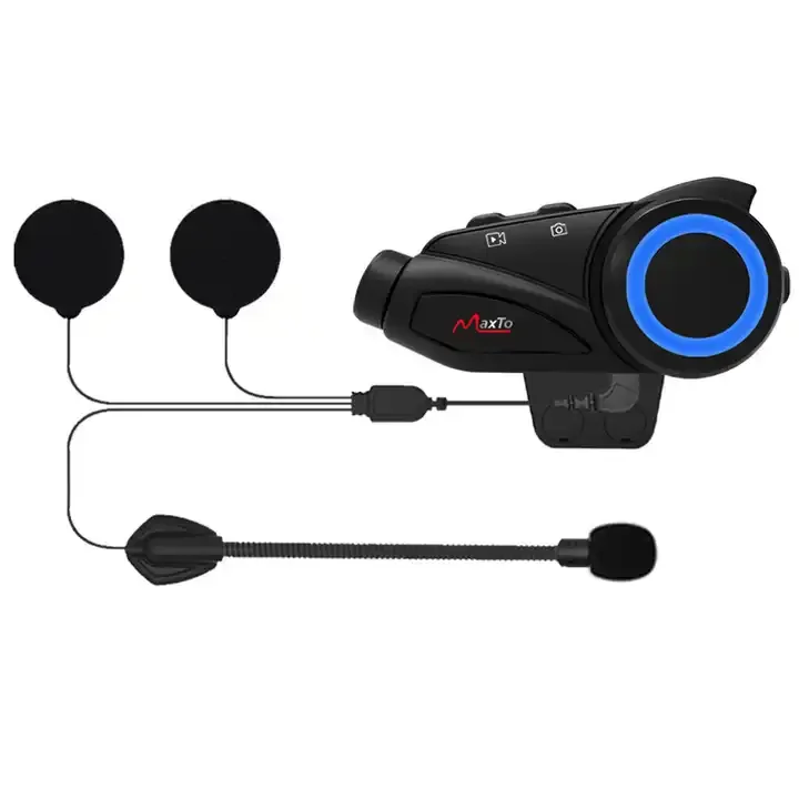 Maxto M3-Oreillette pour moto, appareil de communication pour casque, intercom 1080P, vidéo Wifi, enregistreur, caméra