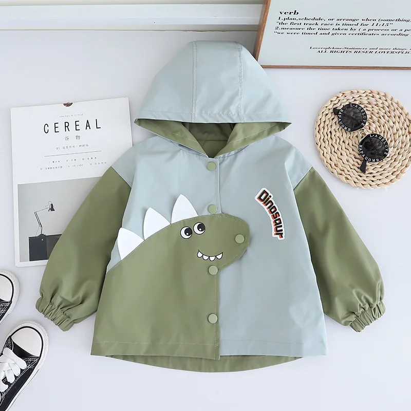 

2024 Spring Autumn Kids Outerwear Coat Hooded Cartoon Cotton Single Breasted Toddler Boys Jacket Children Girls Coat