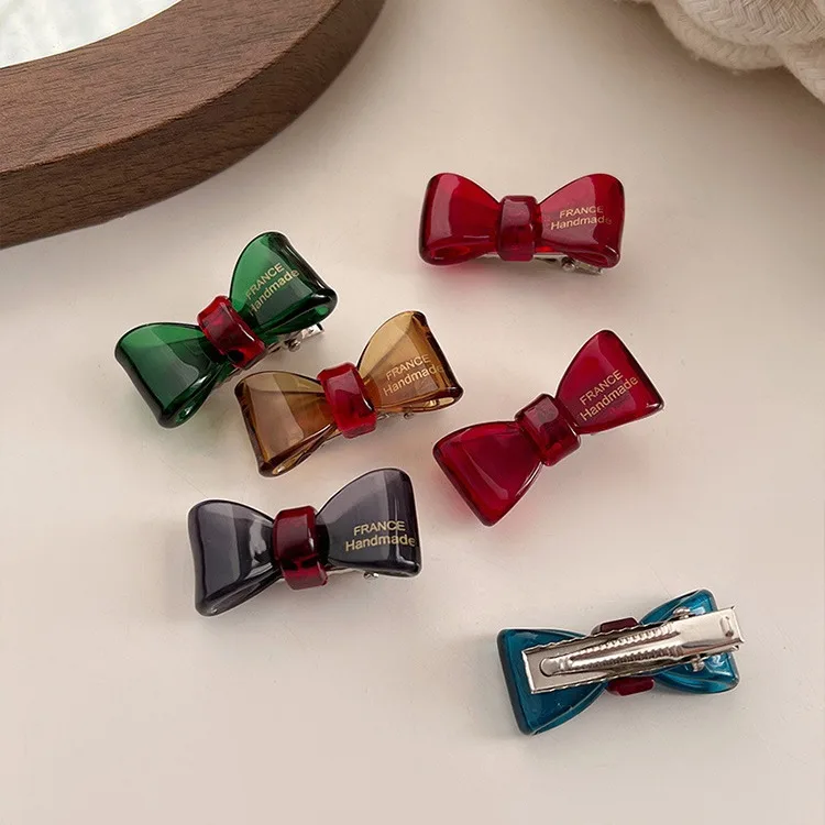 Delicate Bow Hairpin Hair Accessories 2024 Summer Korean y2k Girls Sweet Cute Colored Mini Hair Clip Women Headdress Wholesale