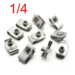 10pcs Stainless Steel U Type Clips with 1/4-20 Inch Thread Reed Nuts Leaf Spring Nut Licence Plate Clip Q312