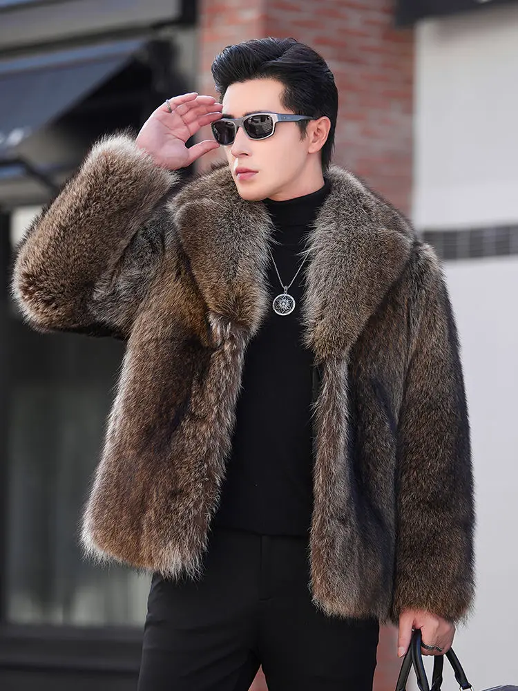 Luxury Brand Fur Coats Men Winter Mink Coat Warm Thick Faux Fur Jacket Men\'s Clothing Overcoat Singer Stage Costumes