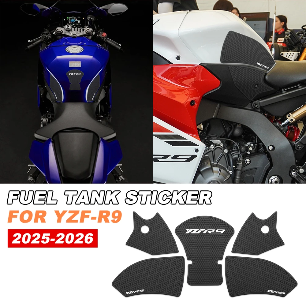 Motorcycles Accessories Rubber Tank Pad Knee Grip Decal Anti Slip Stickers For Yamaha YZF-R9 2025 YZF R9 2026 YZFR9 Protector