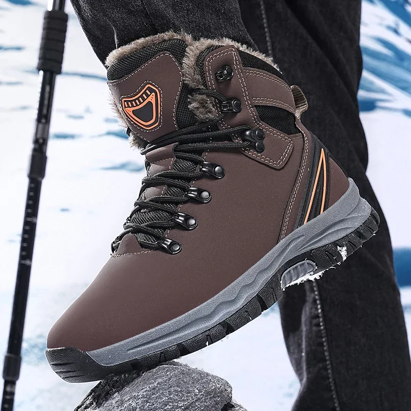 

Winter Skiing Warm Cotton Shoes Thick Soled Casual Versatile Outdoor Hiking Anti Slip Snow Boots Botas Cuturno Masculinas 2024