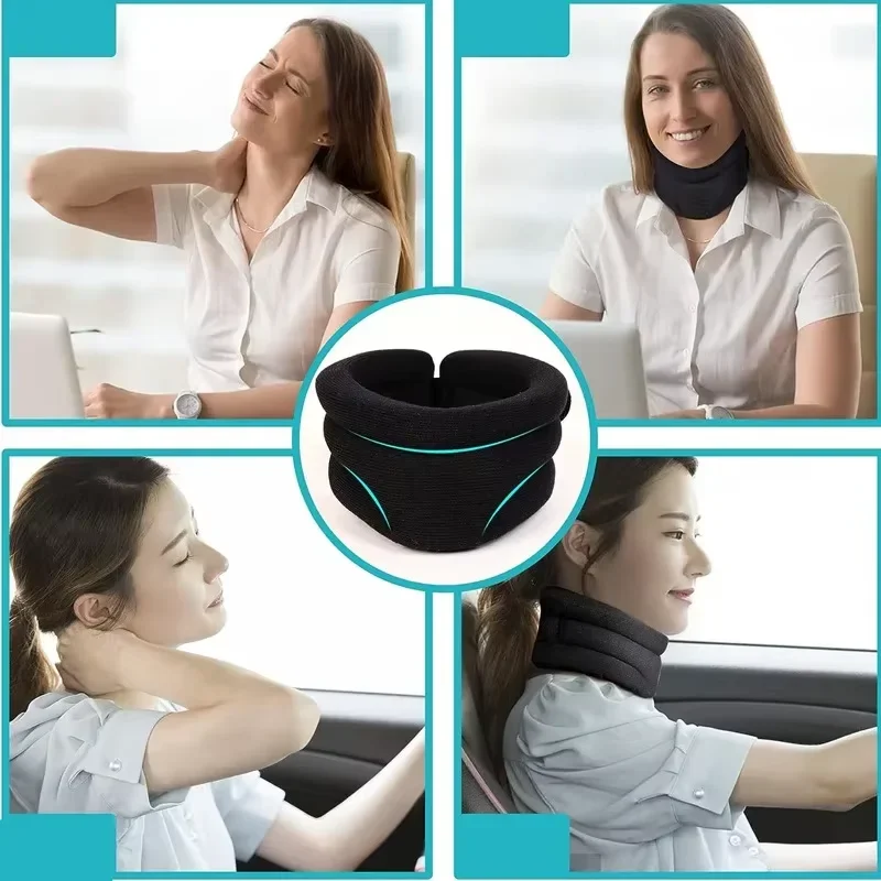 Neck Support Cervical Brace Adjustable Cervical Collar Soft Durable Foam for Relieve Cervical Pain Airplane Travel Nap Health