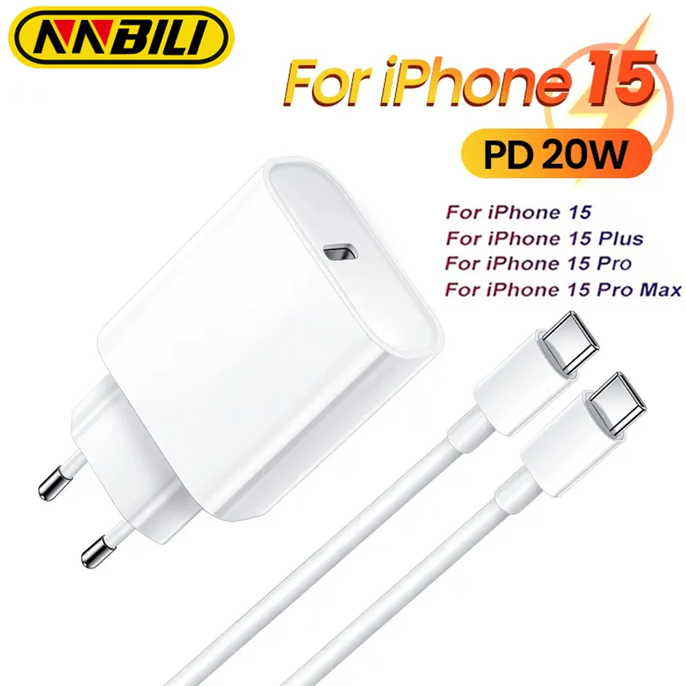 NNBILI EU/US PD 20W Fast Charging Charger For iPhone 15 series USB-C 60W USB Type C Cable For Macbook Samsung Xiaomi USBC Cable