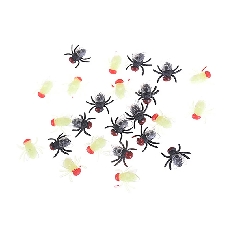 Hot 20Pcs Grappige Simulatie Insect Speelgoed Gags Realistische Nep Rubber Vliegen Diermodel Horror Halloween Grap Rekwisieten Speelgoed