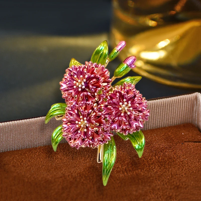

Light Luxury Handmade Enamel Hydrangea Flower Brooches High-end Women's Exquisite Suit Coat Corsage Cheongsam Hanfu Accessories
