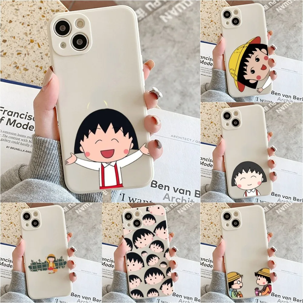 

C-Chibi Cartoon M-Maruko C-Chan Phone Case For Iphone 11 13 14 Pro Max X Xr Xs Max Se2020 12mini White Cover Case