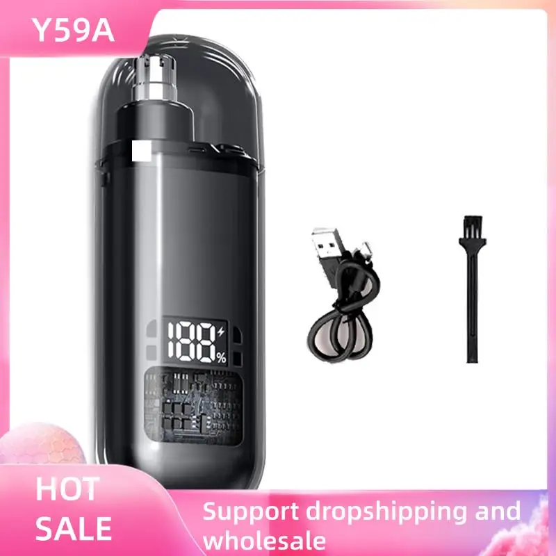 

Y59A Триммер для волос в носу для мужчин, триммер для волос в носу, ушах, портативный цифровой дисплей, машинка для стрижки волос в носу, перезаряжаемый триммер для волос