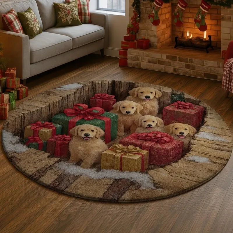 Cat and Dog Gift Box Pattern Carpet Valentine's Day Atmosphere Decoration Door Mat Entrance Living Room Bedroom Rug Her Gift