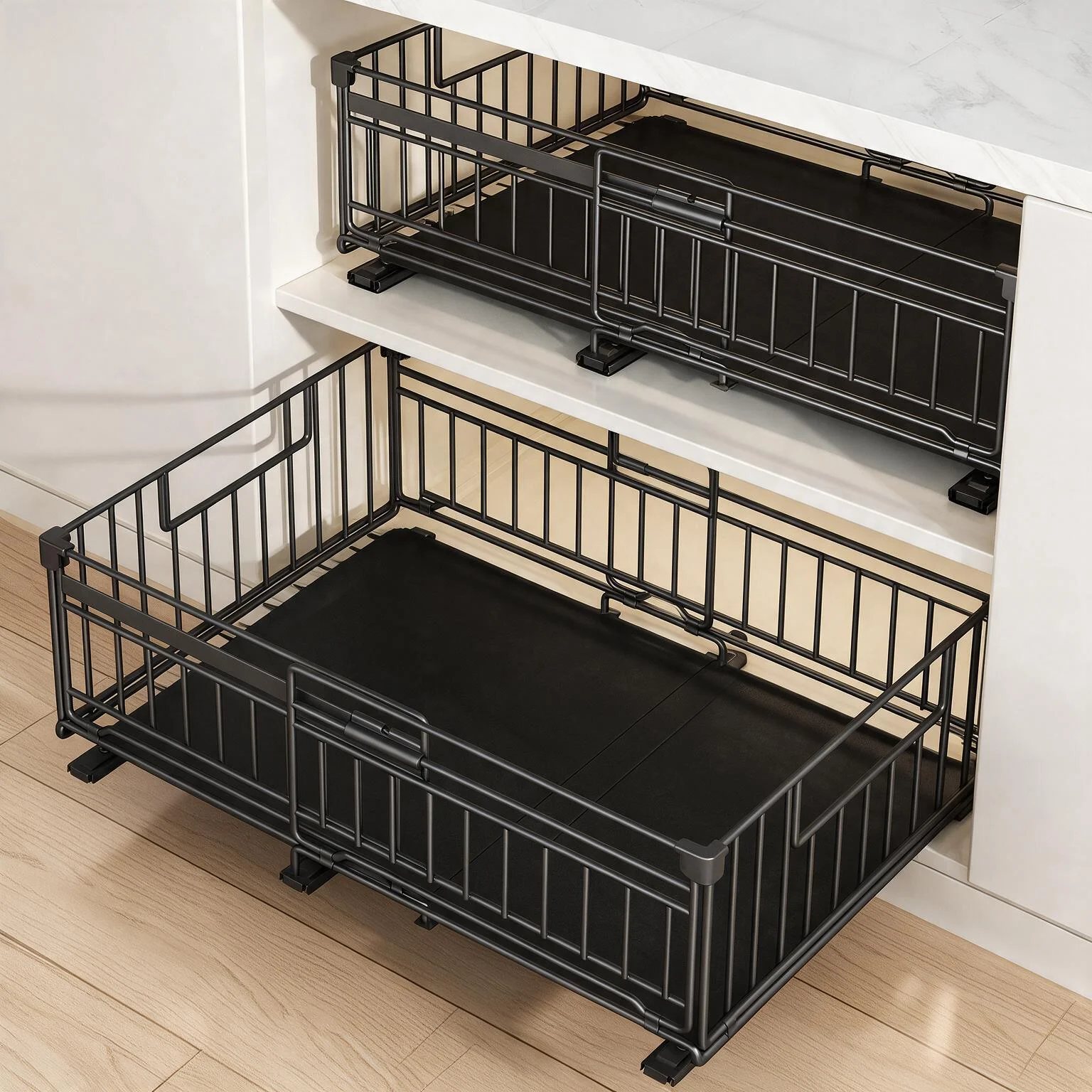 1/2PCS Cestello estraibile per armadietto da cucina, organizer a cassetto, senza foratura, per ciotole e piatti, vassoio portaoggetti da cucina