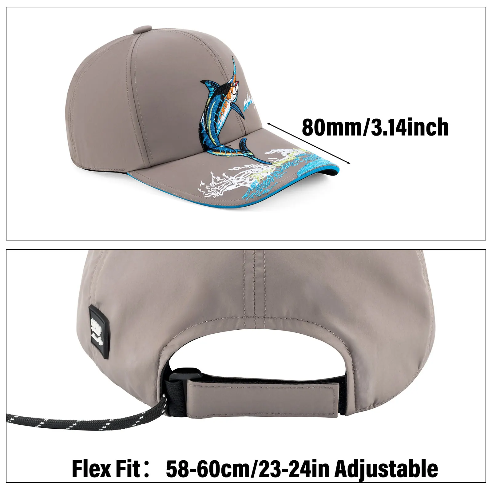 Gorra de pesca transpirable ajustable con bordado - imagen 4