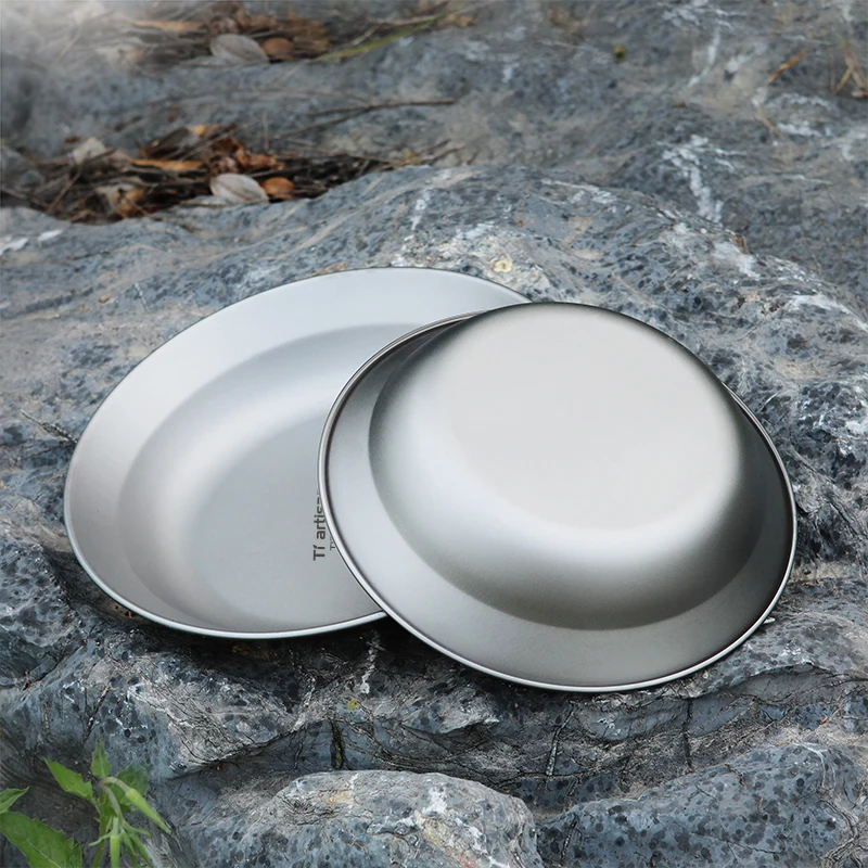 Tiartisan Titanium Camping Meal Bowl Plates Utensils Outdoor Hiking Ultralight Portable Stackable Salad Dishes Tableware Set