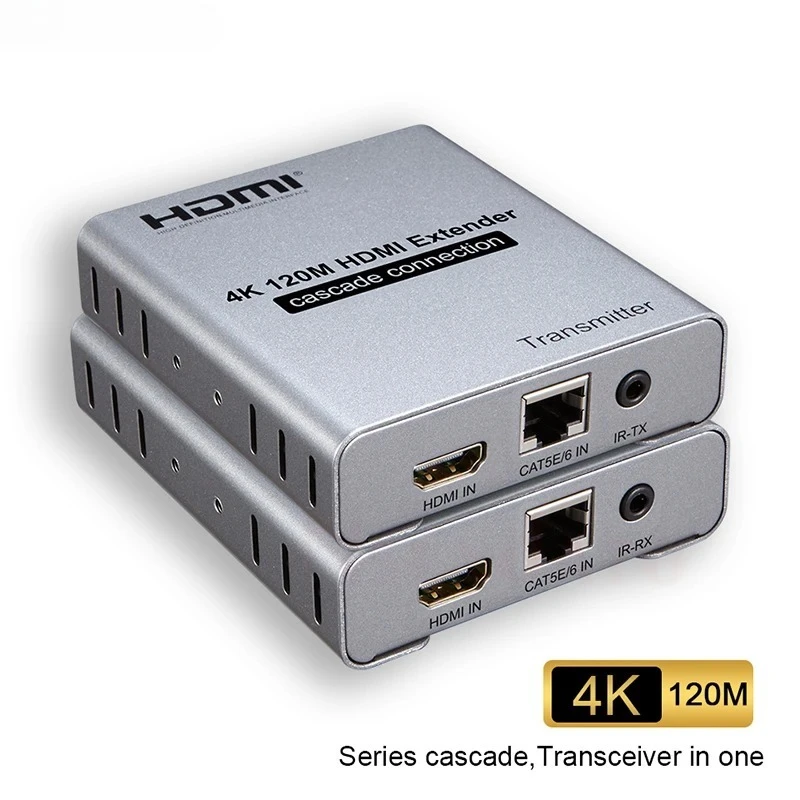 HD Extender Over 120M RJ45 Cat5E 6  4K 1080P HD Cascade Connection Extender over Ethernet Extender with Loop For PC