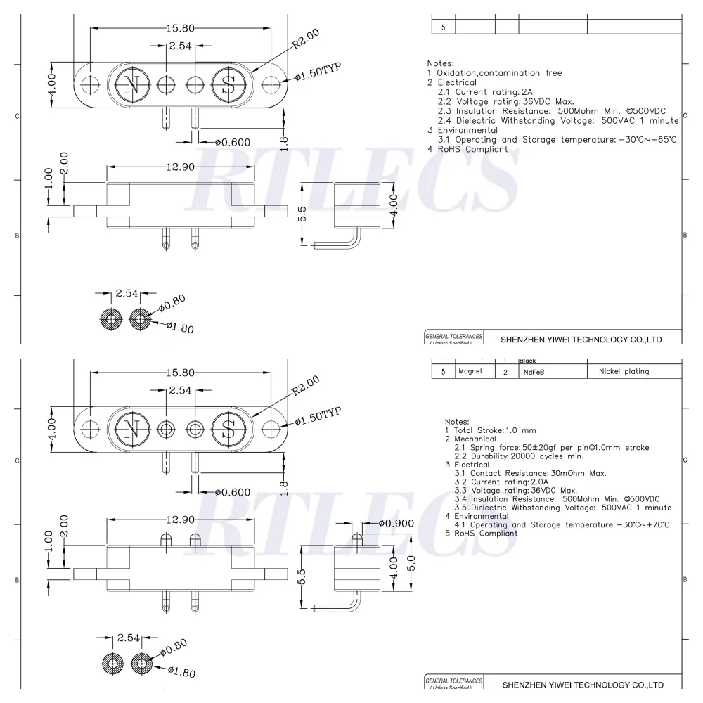 2A DC Magnetischer Pogo-Pin-Steckverbinder 2-9-polig, Pogopin Stecker und Buchse, Abstand 2,5/2,80mm, federbelastete DC-Strombuchse – Detail 16