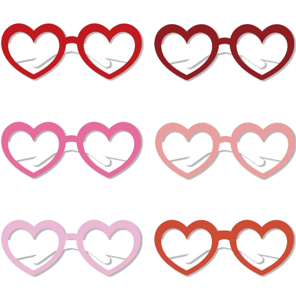 

6Pcs Love Valentine's Day Paper Glasses Set, Wedding Party Photo Props