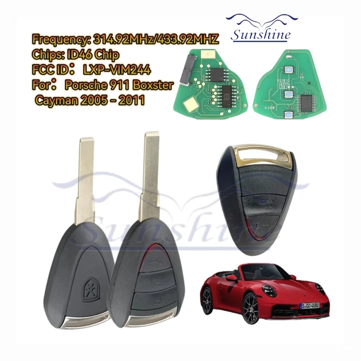 

Sunshine PCB Rechargeable 315Mhz /433MHz ID46 7941 Flip Remote Control Car Key Fob For Range Rover Sport Land Rover Discovery 3