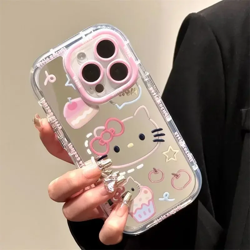 

Girly Heart Hello Kitty Anime Kawaii MINISO Phone Case Cute Cartoon Kt Cat iPhone 16 15 Promax Cover Apple Gifts for Girls