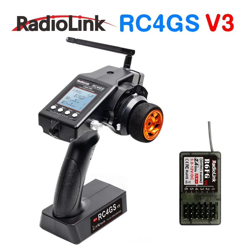 

Radiolink RC4GS V3(V2 Upgrade) 5 Channels RC Radio Transmitter and Receiver R6FG Gyro Integrated Remote Control for RC Car Boat