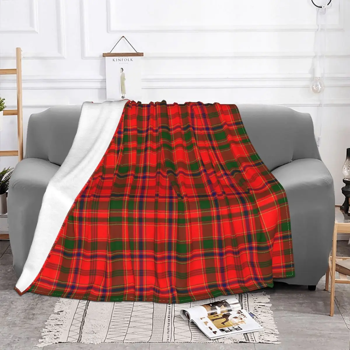 Red Modern Tartan Plaid Blanket Soft Fleece Spring Warm Flannel Fashion Gingham Throw Blankets for Sofa Outdoor Bed Quilt