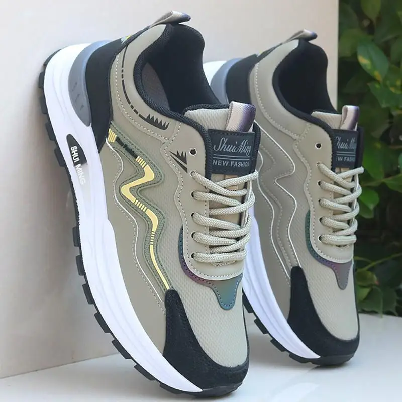 Waterproof Leather Surface Men's Sports Shoes Spring Autumn Casual Travel Running Shoes Brand New 2026 Model Breathable PU In...