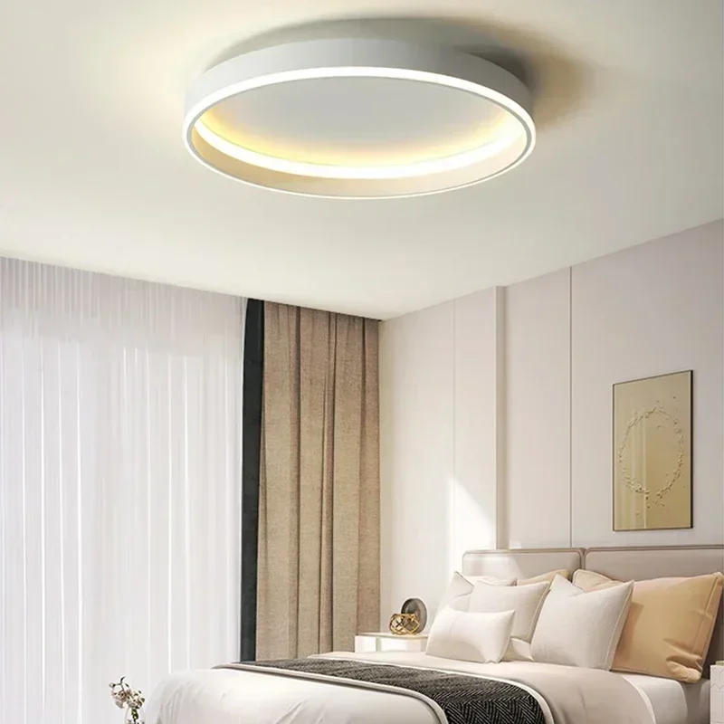 Lámpara de techo LED moderna, candelabro de techo minimalista para dormitorio, sala de estar, comedor, pasillo, Circular, decoración interior del