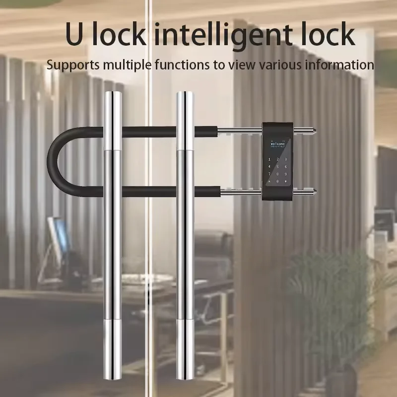 Glomarket Automatic Smart Tuya Fingerprint Lock Warehouse Electronic Hook Padlock Usb Charge U Shape Bike Lock