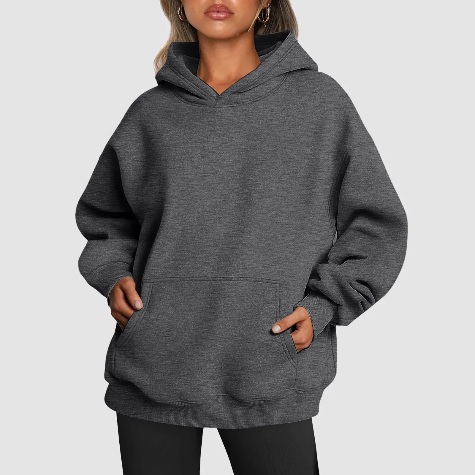 

Women's Solid Color Hoodies 2023 Autumn Winter Lazy Style Loose Hoodie Fashion Jogger Clothing Hooded Tops Casual Y2k Sweatshirt