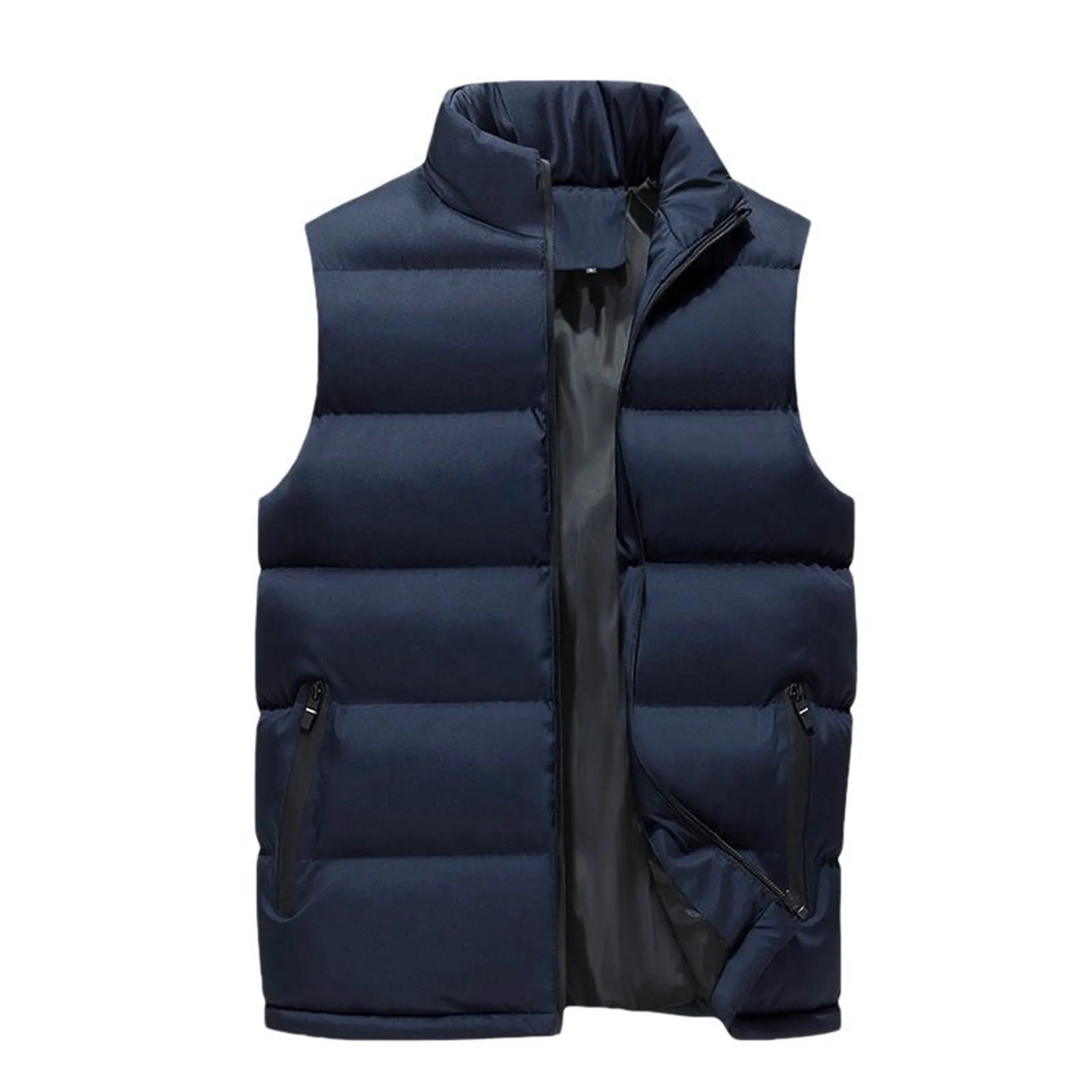 Gilet imbottito autunno e inverno donna moda Casual tinta unita colletto con cerniera senza maniche in cotone Top Coat Warm Streetwear Uniform