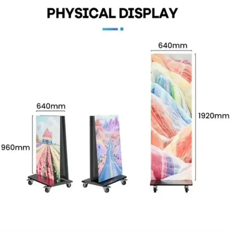 WiFi 4G USB Movable Advertising Indoor Mirror Foldable Standing Digital HD Poster Display Screen For EventsCustom Waterproof LED - view 3