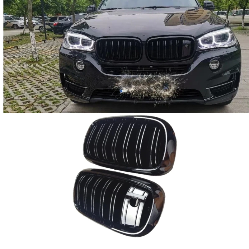 

Решетка радиатора (гриль) для BMW X5 F15, X6 F16, X5M F85, X6M F86 (2014-2018) с отверстием для камеры, глянцевая черная, с функцией ночного видения
