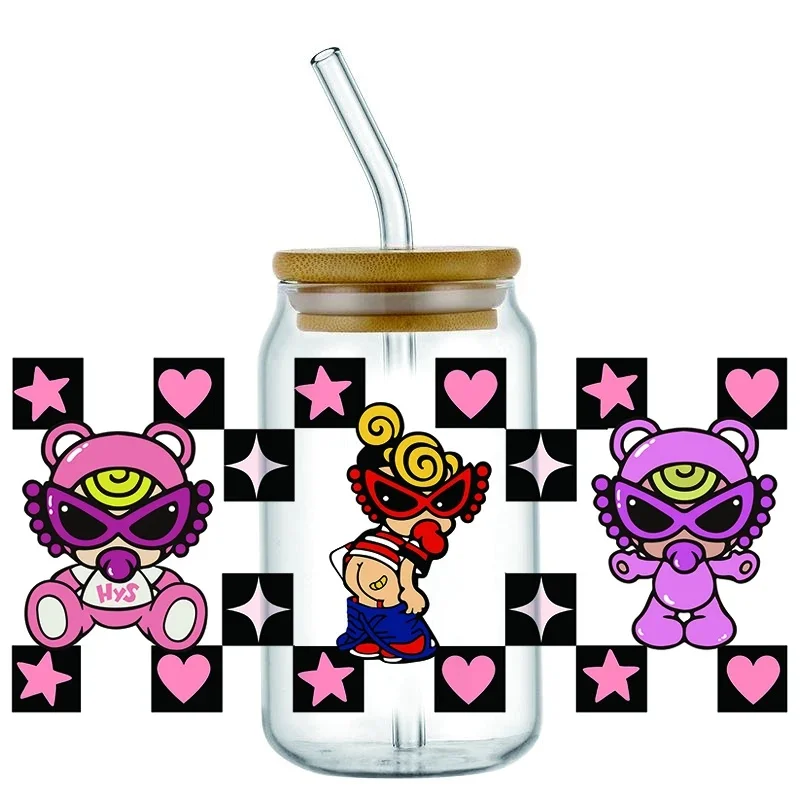 Customizable Cute Mini Baby Pattern DTF Transfer Stickers, Waterproof DTF Cup Wraps for 16oz Glass Tumbler, DIY Home Decor