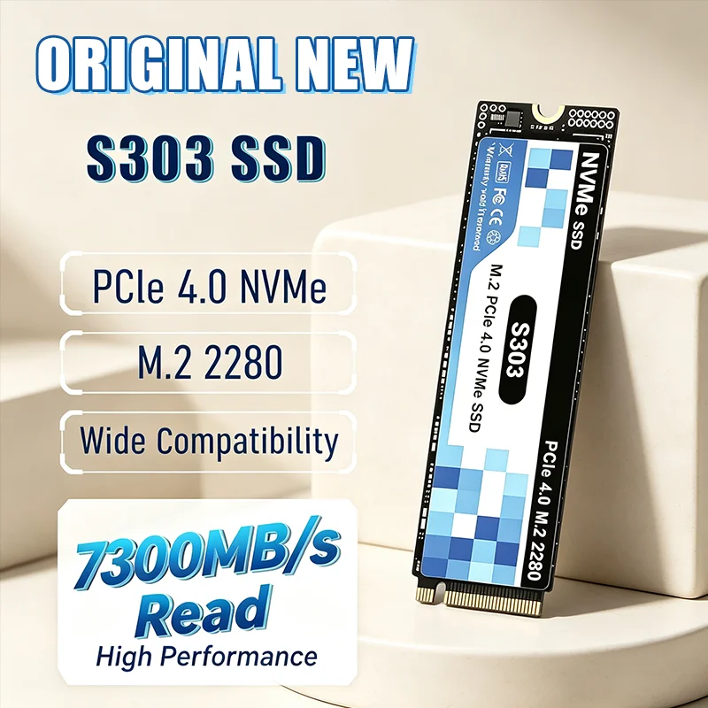 7300MB/s Max Seq Read Speed 2026 NEW S303 SSD 500GB-4TB M.2 NVMe PCIe Gen4 Internal Drive for Gaming Laptops and Desktop Systems