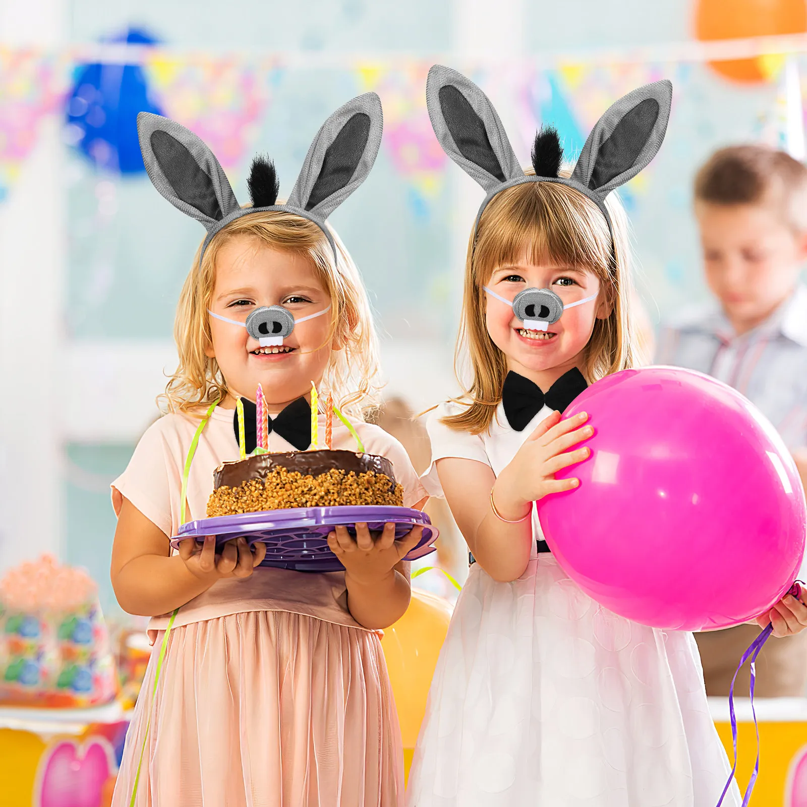 

1Set Donkey Costume for Kid Party Wear Includes Headband Tail Bowtie Nose Decor Dress Up Accessories Donkey Costume Accessory