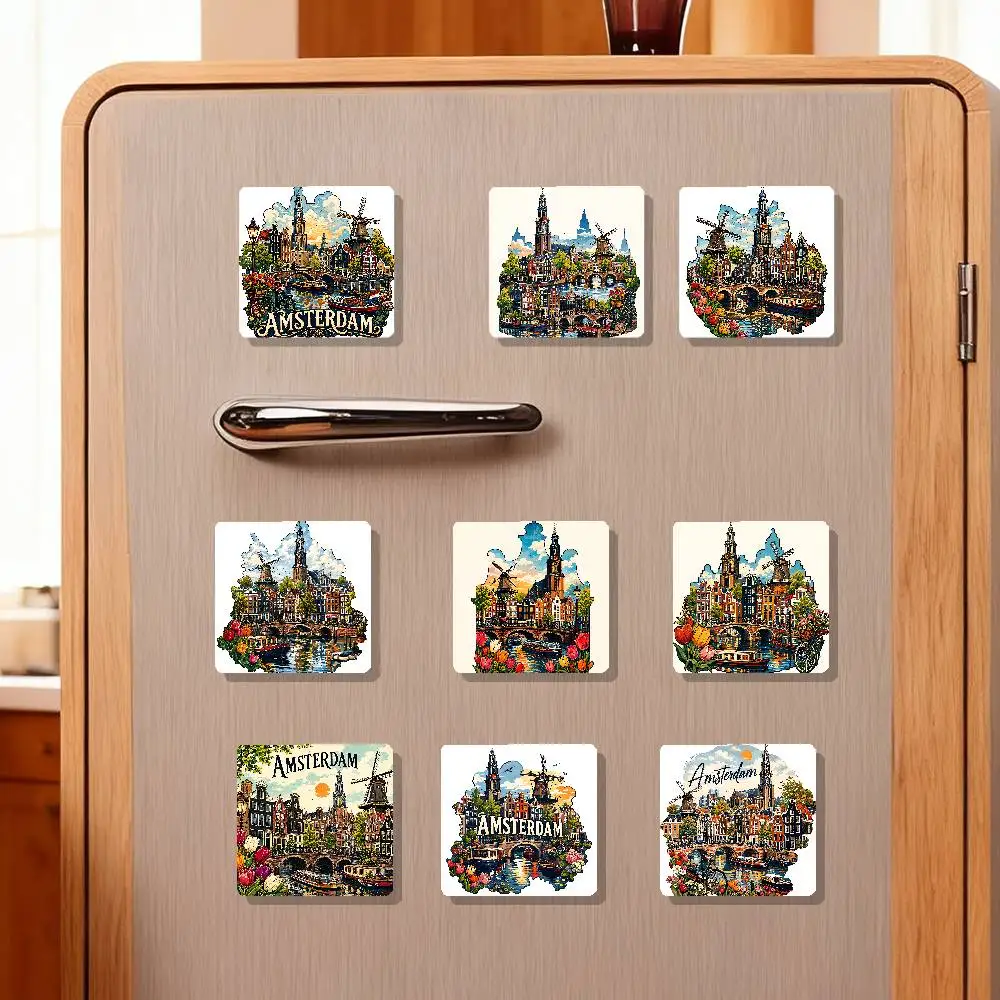 Funny AMSTERDAM Refrigerator Magnets Cute Cartoon Magnetic Personality Decorations Creative Gifts