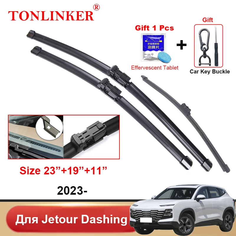 TONLINKER Wiper Blades For Jetour Dashing 2023 SUV Car Accessories Front Rear Windscreen Wiper Blade Brushes Cutter Goods