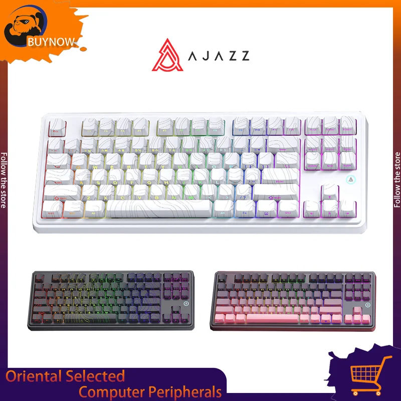 

AJAZZ AK870 Plus 87-клавишная механическая игровая клавиатура с RGB-подсветкой, всеклавишная магнитная вал с возможностью горячей замены для портативных ПК