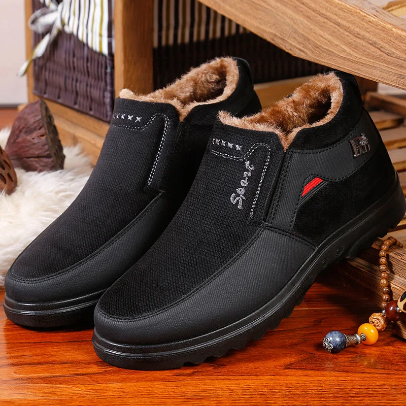 

Winter Men's Cotton Old Beijing Cloth Shoes Plus Size Dad Shoes Thick and Plush Middle-aged and Elderly Cotton Shoes 39-48