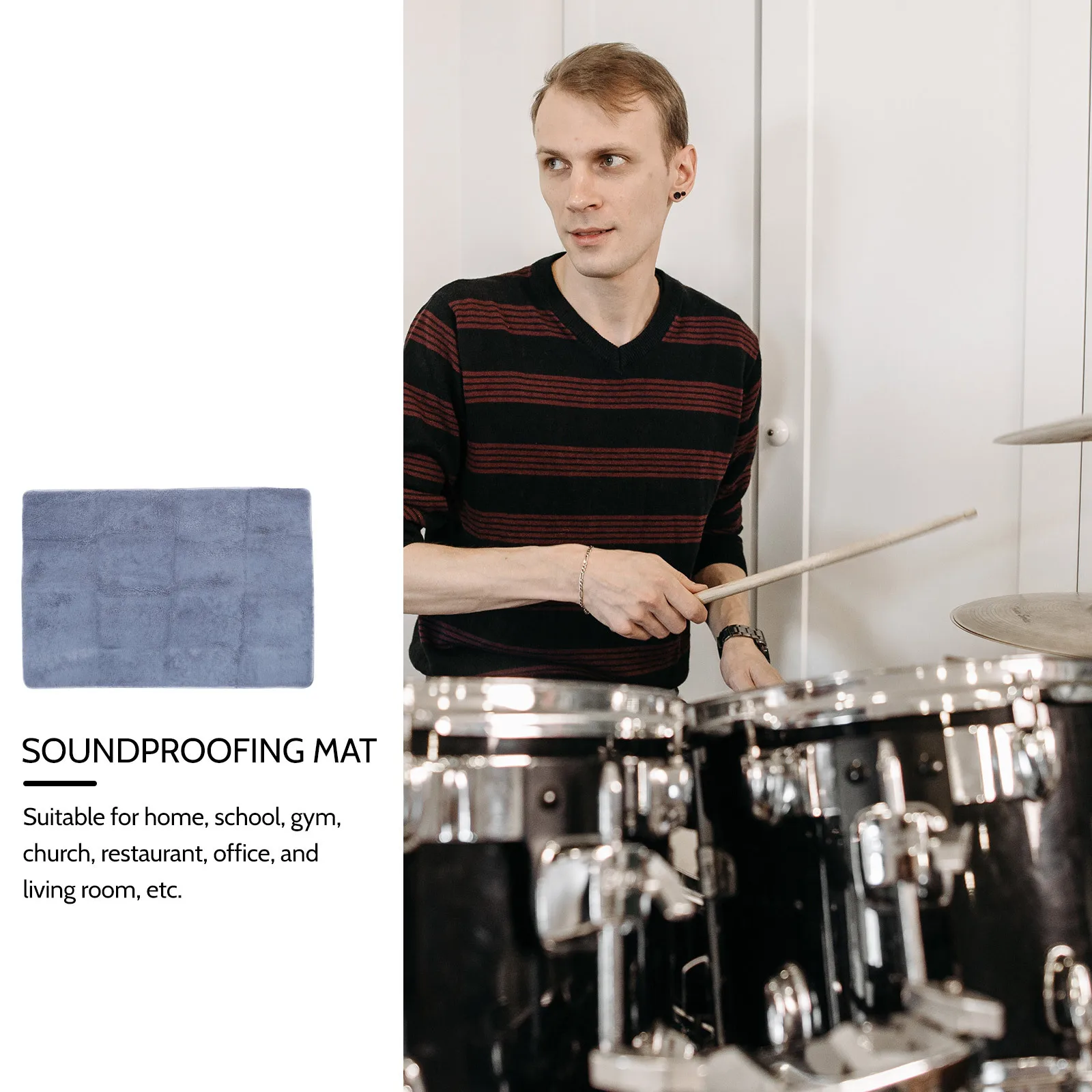 1 قطعة لوحة صوتية عازل للصوت حصيرة دائم امتصاص الصوت المواد الحد من الضوضاء السجاد للمنزل الصالة الرياضية مكتب تسجيل #5
