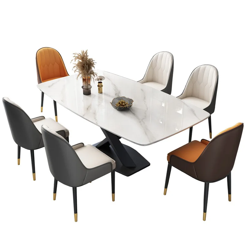 

Slate dining table for home use, Italian bright high-end, rectangular modern simplicity, light luxury western dining table