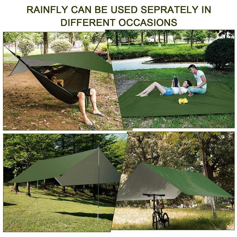 

Camping Hammock With Rainfly Tarp And Mosquito Net, Portable Parachute Hammock For Hiking Outdoor Travel Backyard