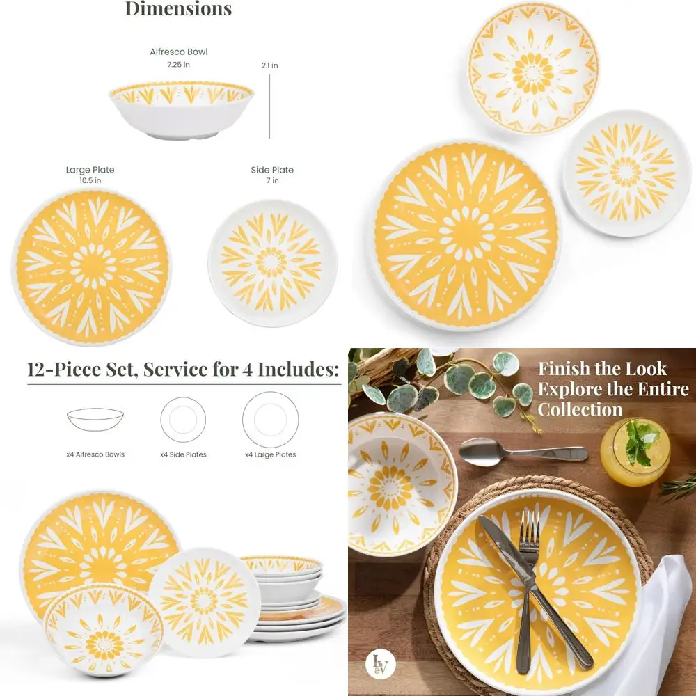 

Набор меламиновой посуды из 12 предметов: прочные, легкие, устойчивые к повреждениям тарелки и миски – стильные, нетоксичные, можно мыть в посудомоечной машине – Id