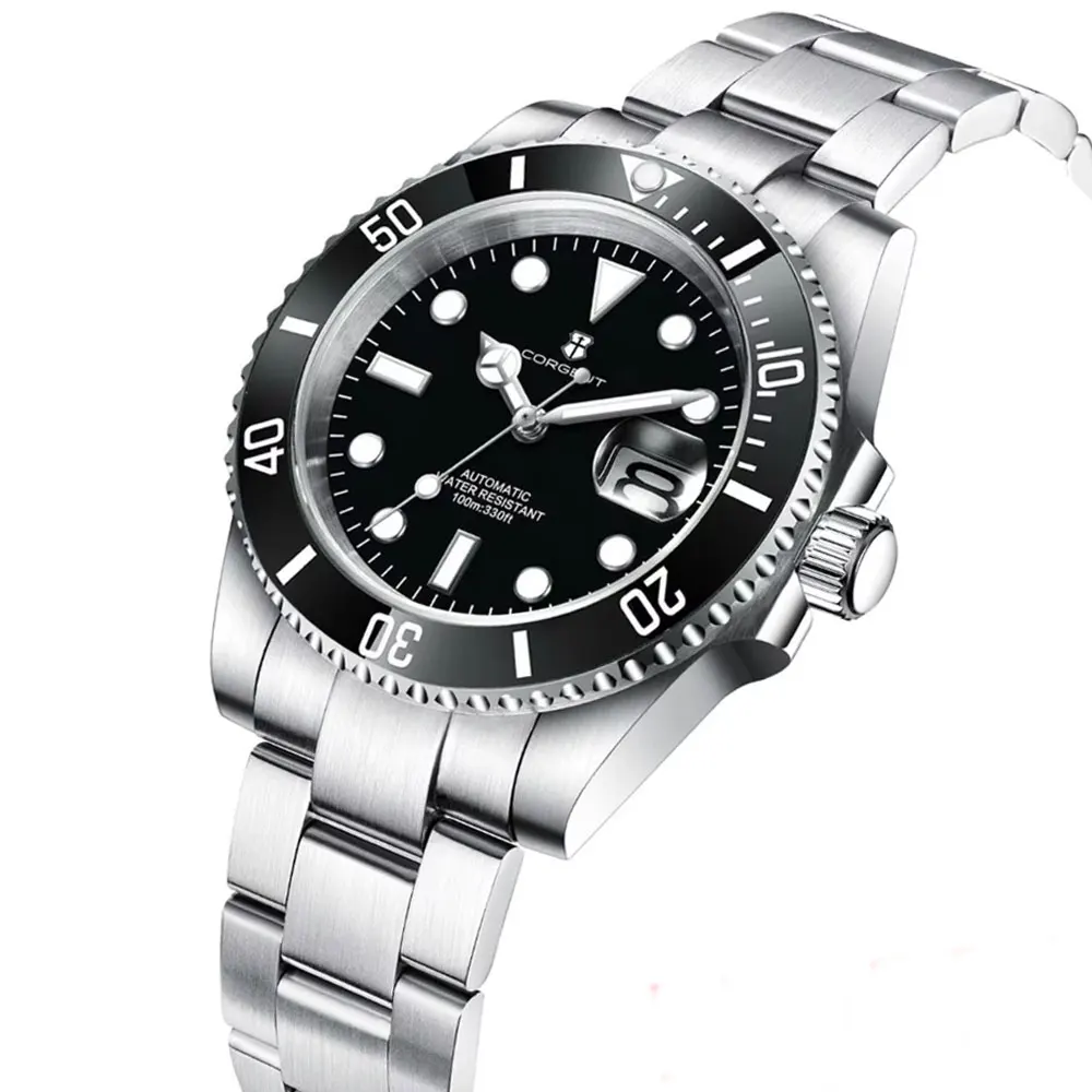 40mm Corgeut man Watch Custom Logo Luxury Sapphire NH35 Automatic Mechanical Watches Ceramic Bezel 120 Click Luminous
