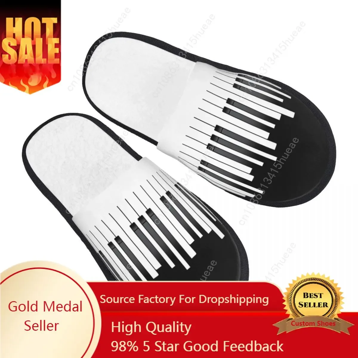 

Fashion Musical Piano Comfort Scuff Memory Foam Slippers Women Music Notes House Shoes