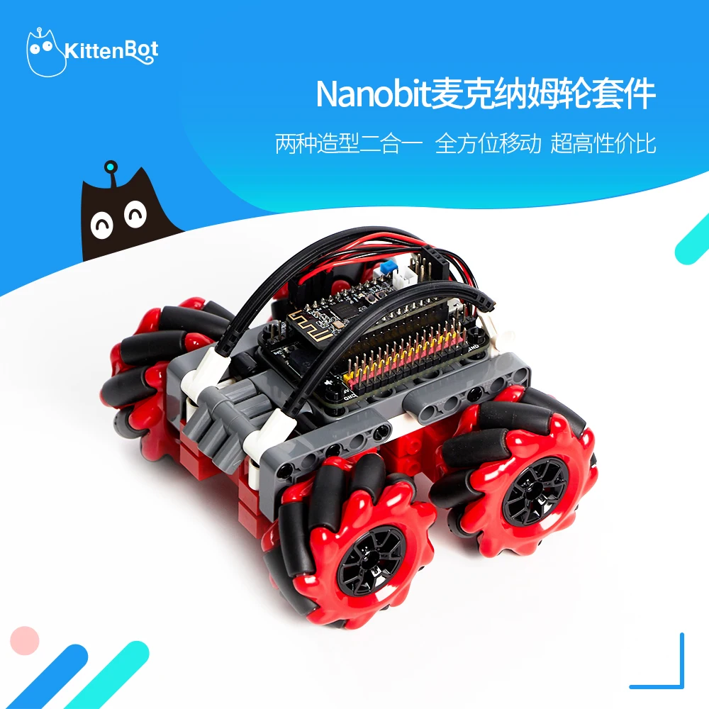 Mini-size OmniBot The Ultimate Nanobit-Driven Multi-Functional Robot Kit for Makecode, for Those With a Coding Background