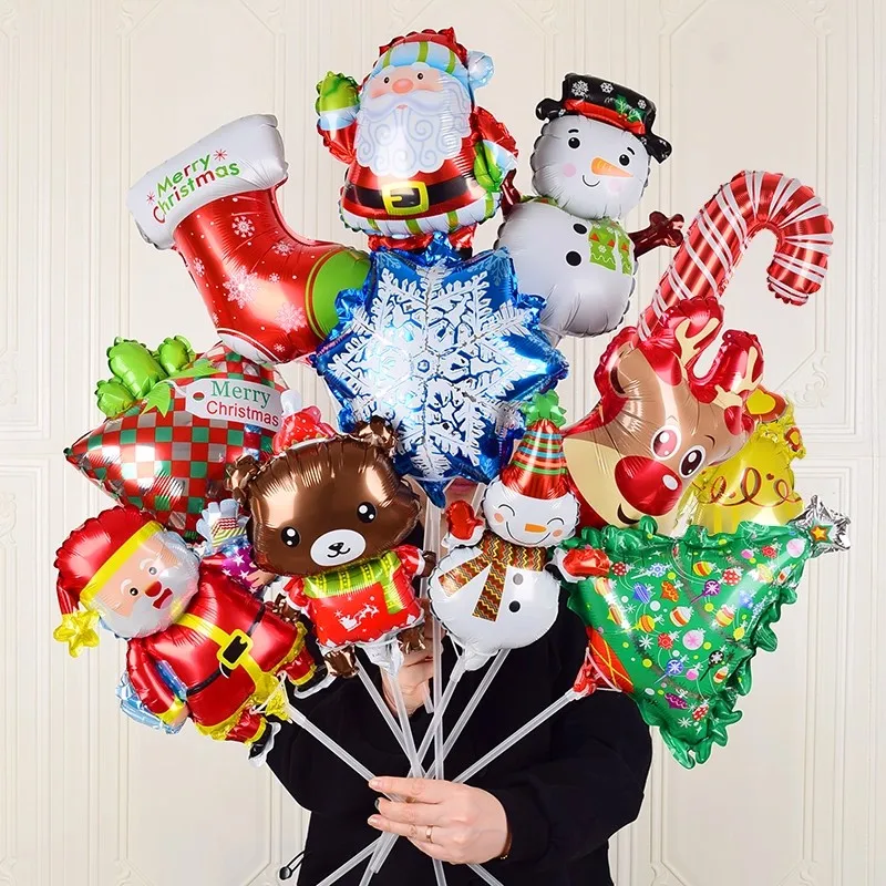 10/50 قطعة عيد الميلاد احباط بالونات صغيرة سانتا بالون عكاز عيد ميلاد سعيد شجرة ثلج بالونات عيد الميلاد لوازم الديكور الطرف #1