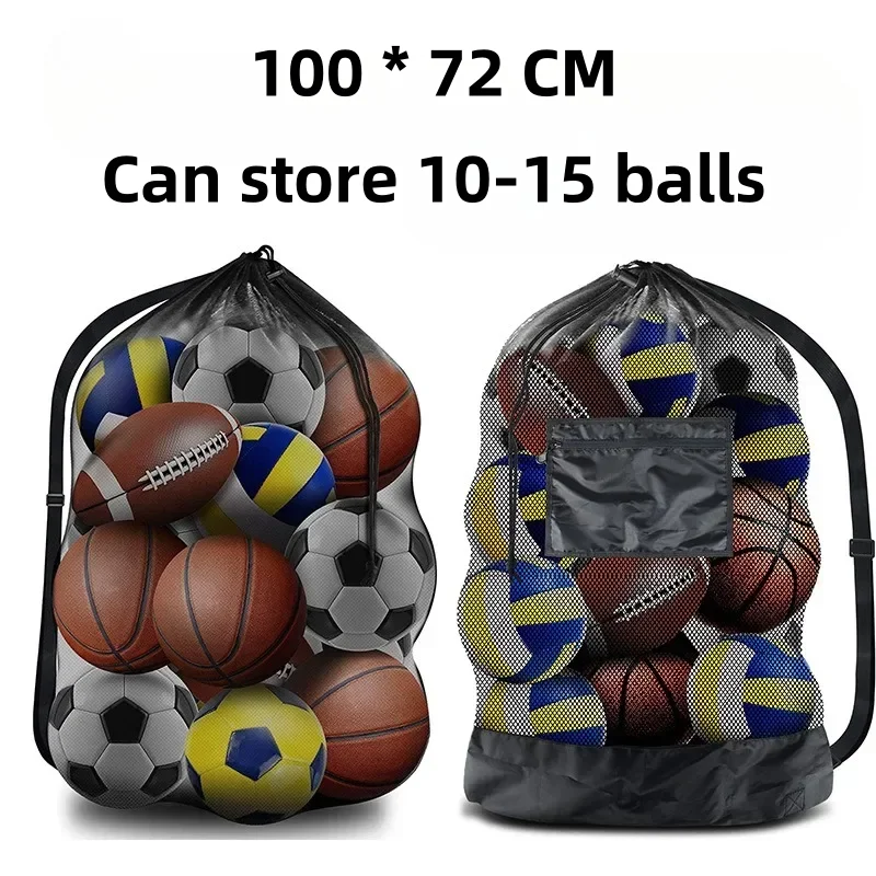 Large Capacity Mesh Ball Bag Soccer Basketball Drawstring Storage Bag Packback Pocuch Sports Training Bags With Shoulder Straps